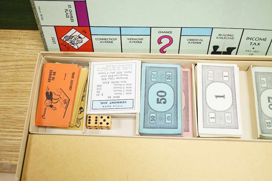 Monopoly, Parker Brothers Inc. 1960's American issue, using U.S. street names